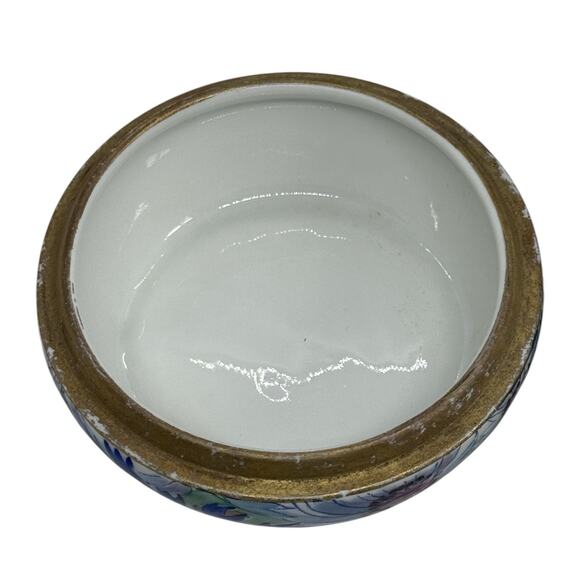 Limoges Porcelain 3 3/4” Lidded Trinket Jar Handpainted Floral Design Gold Trim - Picture 8 of 15